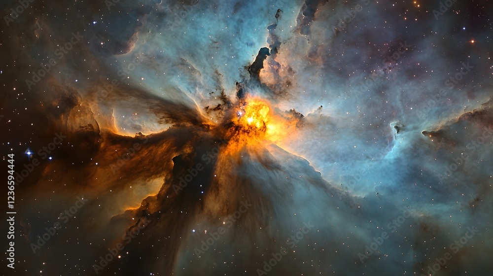 Aufkleber mesmerizing cosmic explosion erupting in vibrant interstellar realm with captivating celestial glow 
