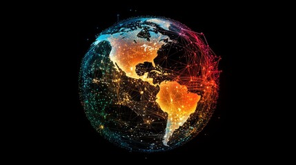 Global Network Connections Visualized As A Vibrant, Interconnected Earth.