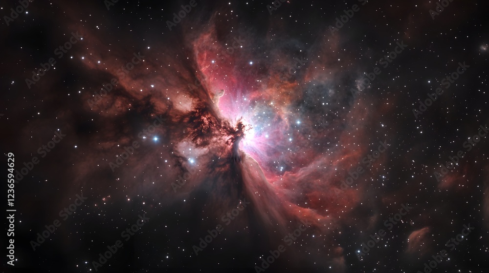 Poster Mesmerizing Cosmic Explosion   Vibrant Interstellar Nebula Spanning Vast Galaxies in the Endless Universe