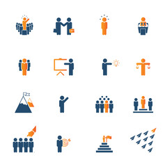 Leadership icons set.