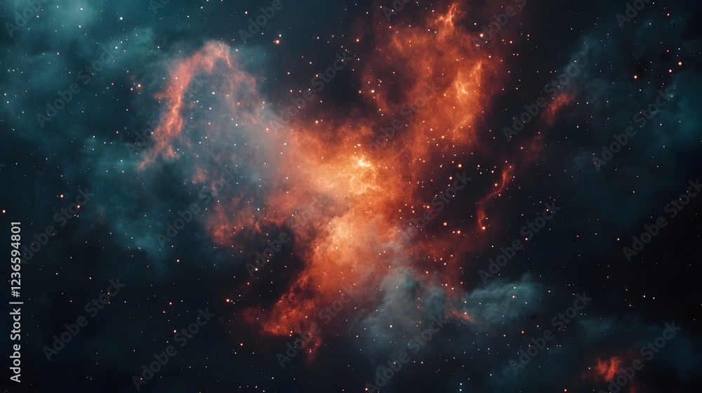 Poster mesmerizing image of a powerful cosmic explosion within a dramatic vibrant interstellar landscape fi
