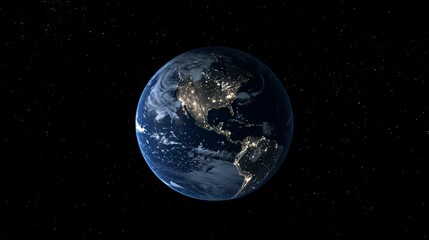 Earth At Night, North And Central America Highlighted.