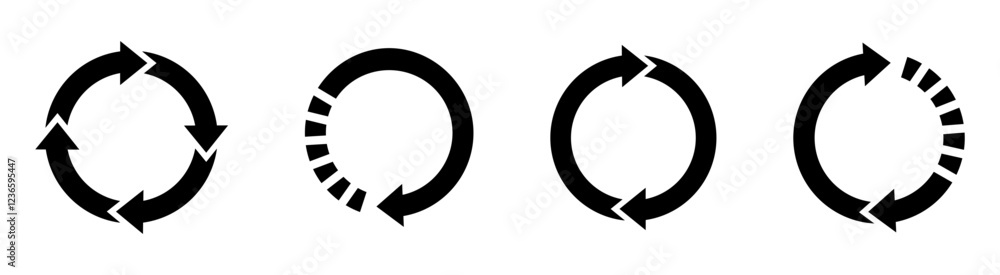 Poster black circular arrow vector icons set