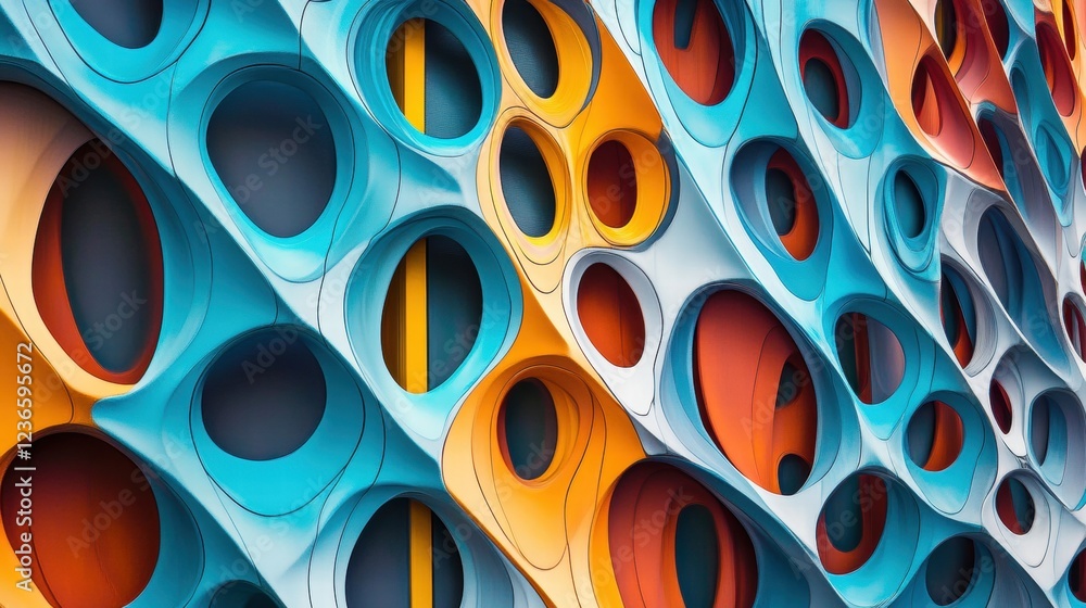 Poster Abstract geometric artwork showcasing vibrant colors and lines creating a dynamic composition in a modern style