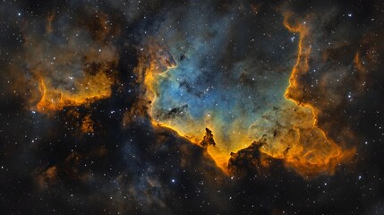 Fototapeta premium Stunning abstract digital of a cosmic explosion with a vivid fiery nebula formation in a dramatic mysterious galactic universe filled with stars and cosmic energy