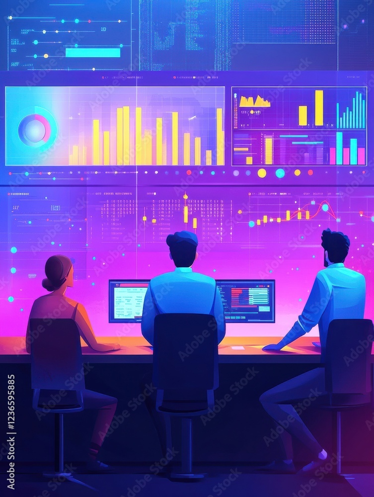 Poster software engineer, statistician, visualizer and analyst working on a project. big data conference, b