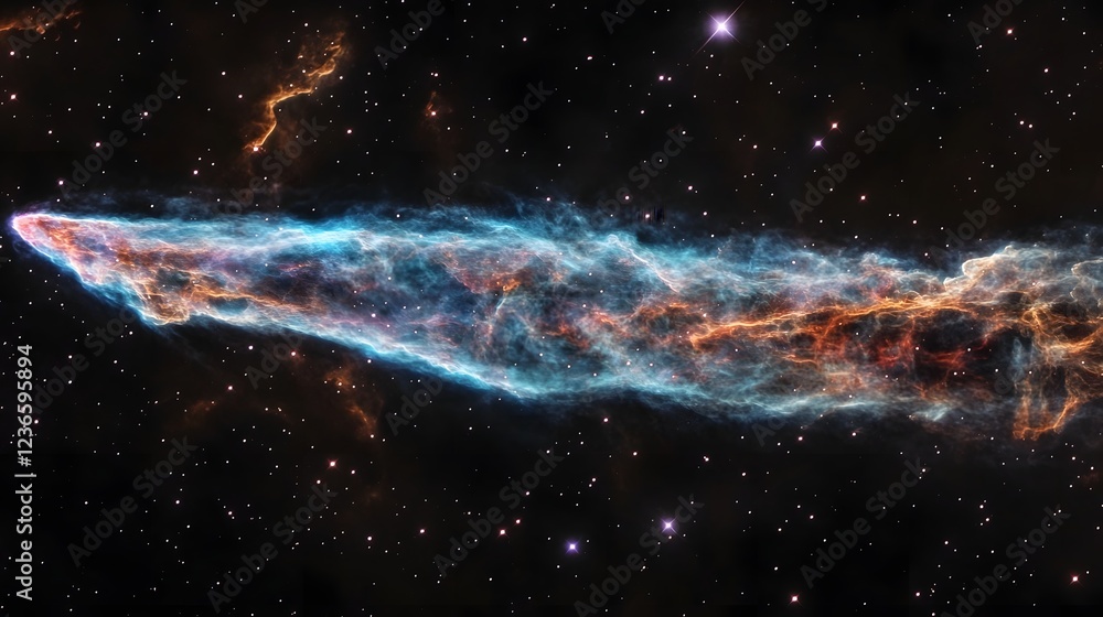 Poster stunning cosmic explosion of colorful and luminous nebula cloud formation in the vast and mysterious