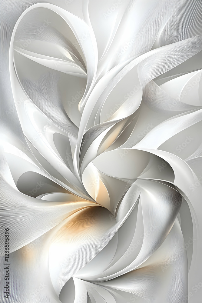 Aufkleber abstract white and gray background with smooth lines and flowing shapes conveying elegance -