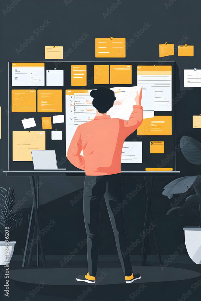 Fototapete agile software development concept using virtual kanban boards to manage workflow -
