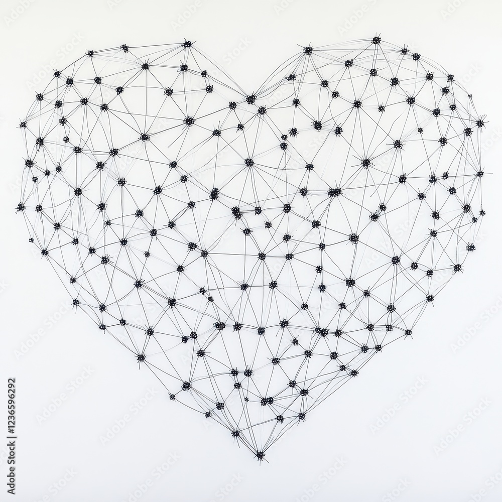 Wall mural heart shaped constellation made of tiny stars on a light background