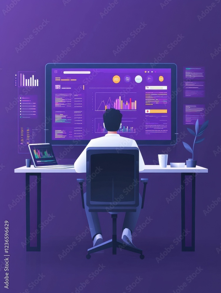 Poster software engineer, statistician, visualizer and analyst working on a project. big data conference, b