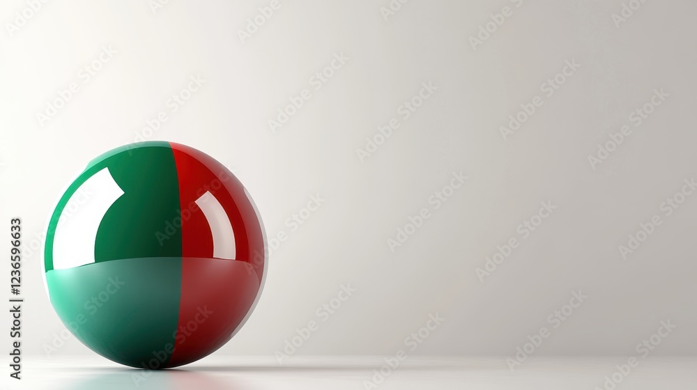 Aufkleber abstract sphere design with green and red hues on a white background minimalist 3d rendering