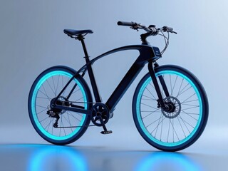 Fototapeta premium Futuristic Electric Bicycle with Glowing Wheels