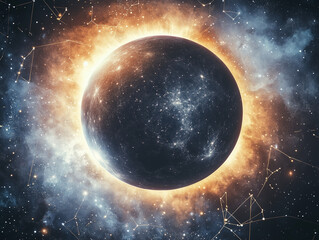 Obraz premium Cosmic Genesis: Planet in Celestial Nebula