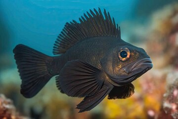 Black Sailfin Tang Fish Underwater Photography