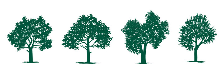 collection of green tree logos with various shapes