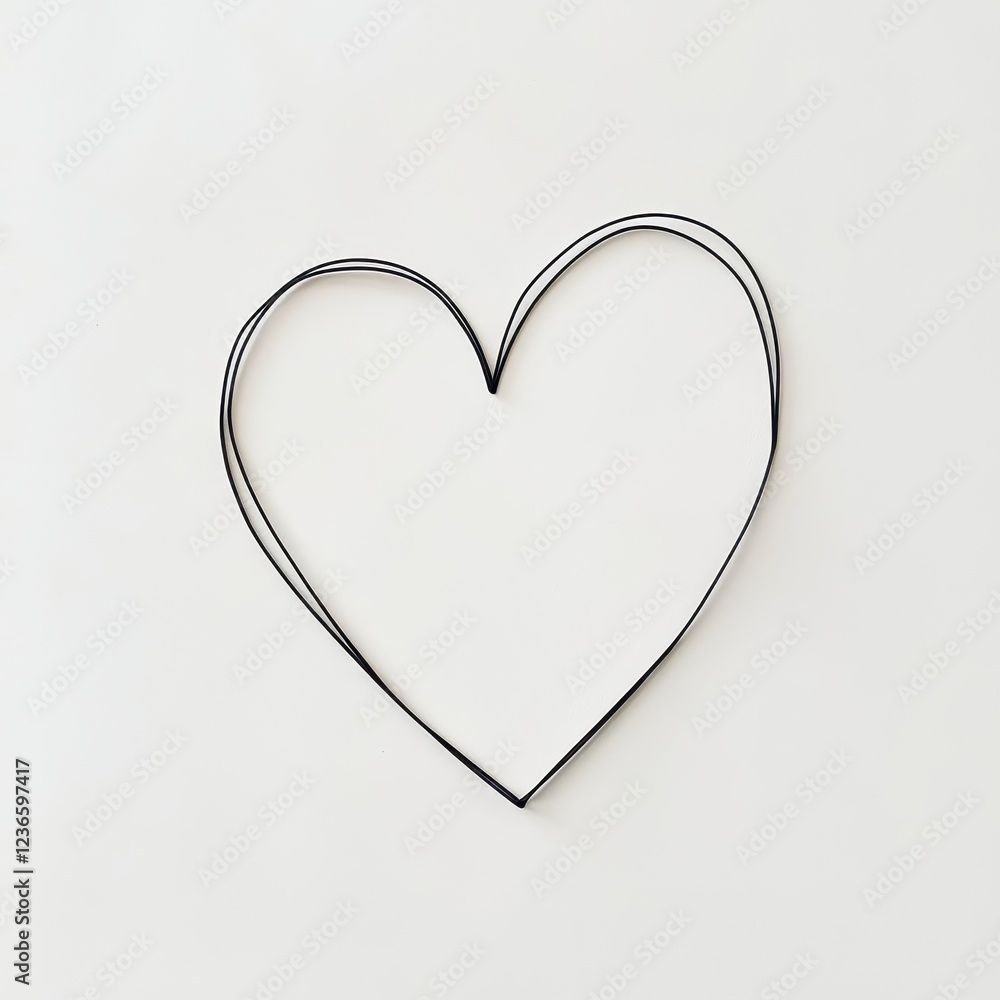 Wall mural minimalist heart design crafted from a single continuous line