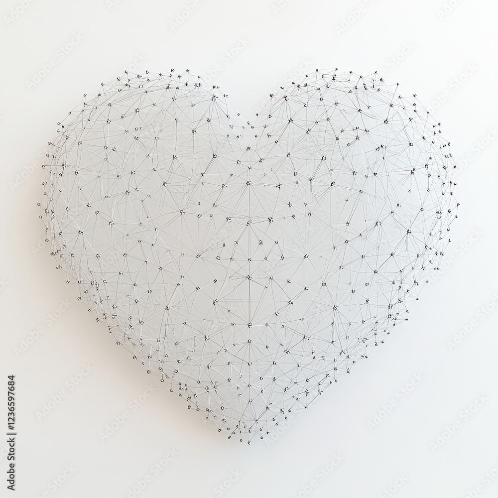 Wall mural minimalist heart design connected with small arcs and lines