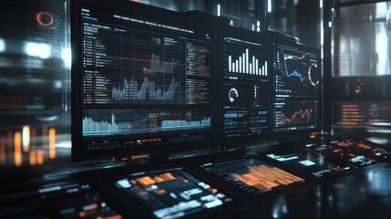 A data visualization dashboard displaying various graphs and charts for analysis.