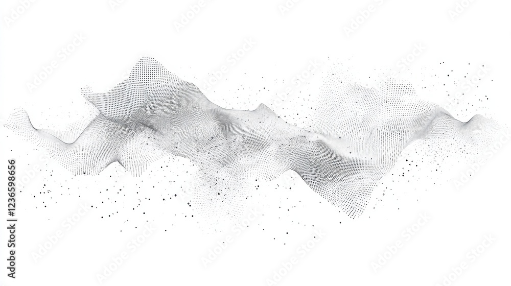 Poster an abstract mesh of connected dots and lines on a clean white background, representing digital techn