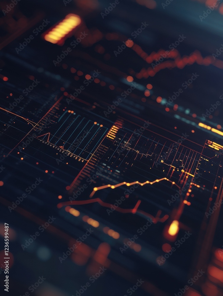 Poster intelligent technology hud interactive panel. data screen with charts, diagrams. futuristic ui infog