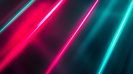 Abstract Glowing Neon Lines in Red and Teal on a Dark Background Creating a Dynamic Modern Effect
