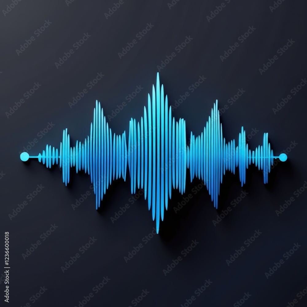 Poster blue sound wave visualization on dark background for audio projects