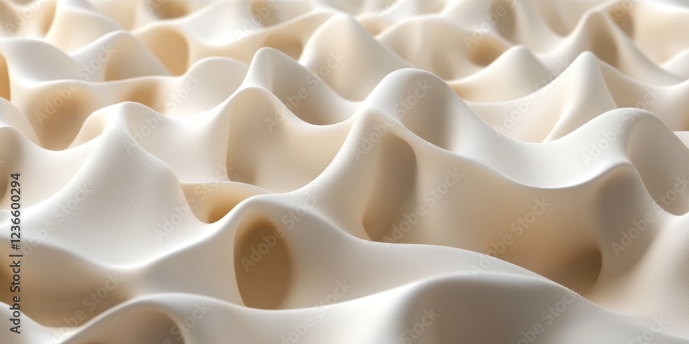 Poster abstract waves background, 3d render of a minimalist and seamless design in delicate beige.