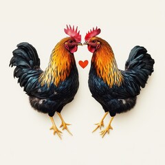 Fototapeta premium Minimalist Illustration of Chickens Forming Heart Shape Together