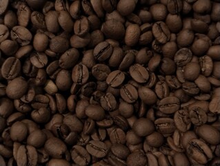 Medium roasted Brazil coffee beans background. City roast beans, cafe beans
