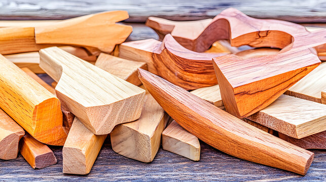 Woodworking event crafting unique wooden shapes workshop environment close-up view artistic concepts