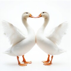 Obraz premium Minimalist Design of Two Ducks Forming Heart Shape Together