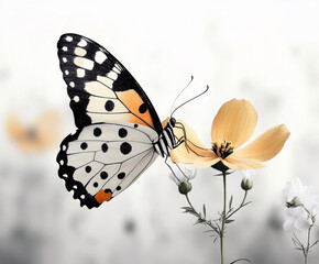 a delicate colorful butterfly perched on a flower. AI generative.