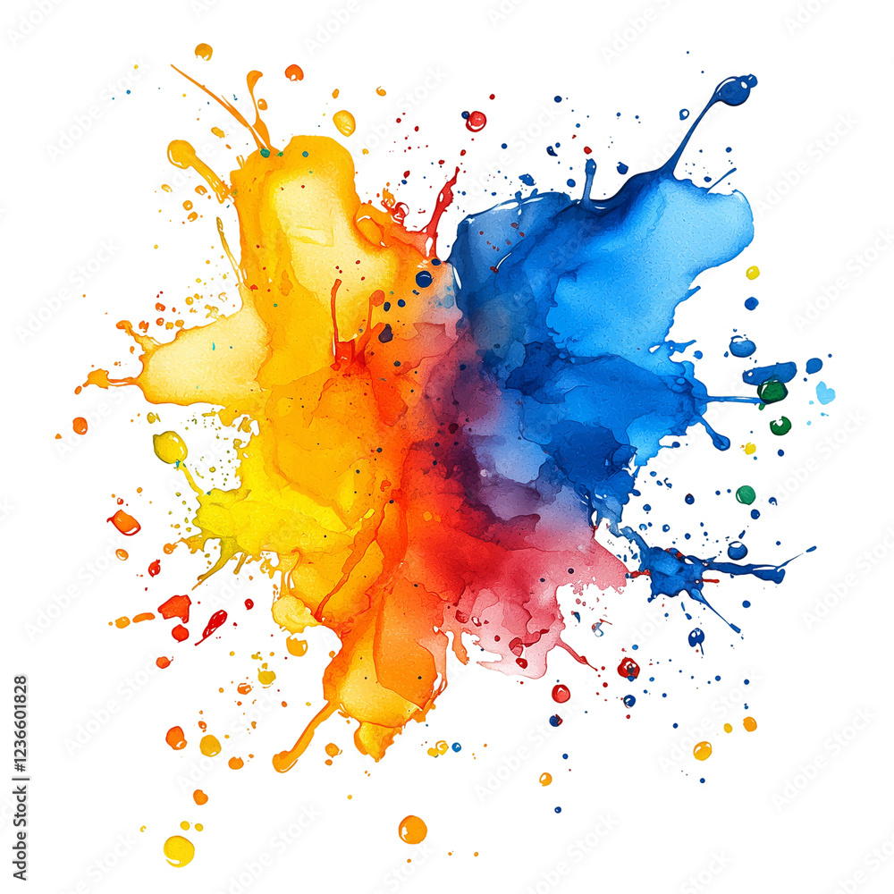 Poster abstract watercolor painting with vibrant splashes of color symbolizing creativity and artistic expr