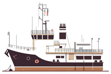 Fototapeta premium A stylized illustration of a large research vessel