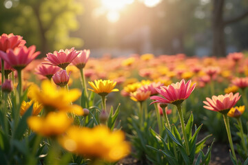 Fototapeta premium Vibrant Osteospermum Flowers in Golden Evening Light