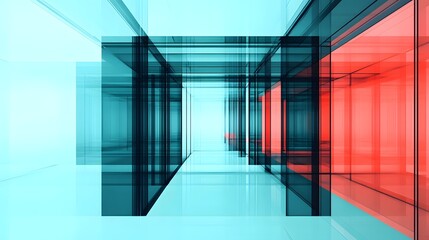 Fototapeta premium Digital Office with Transparent Data Corridors Symbolizing Communication and Transparency