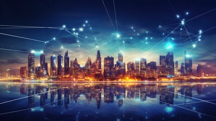 Obraz premium 5G, 6G, Big data wireless network, high speed internet, cloud computing or connect diagram technology, Data storage, service, synchronize, online, financial, Connectivity global, smart city, Gen AI