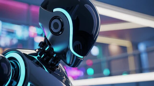 Cute humanoid robot waving hello