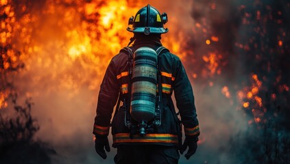 Courageous Firefighter Facing Inferno: A Symbol of Bravery and Sacrifice