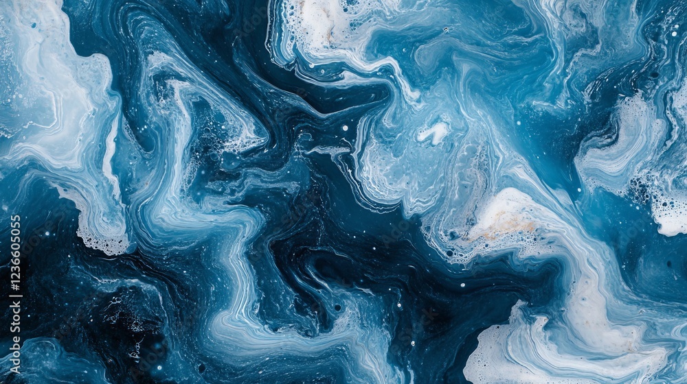 Poster elegant blue and white marble background with striking veins and textures evoking a sense of calmnes