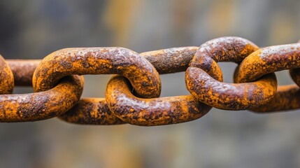 Close-up of a weathered metal chain showing texture and aged appearance