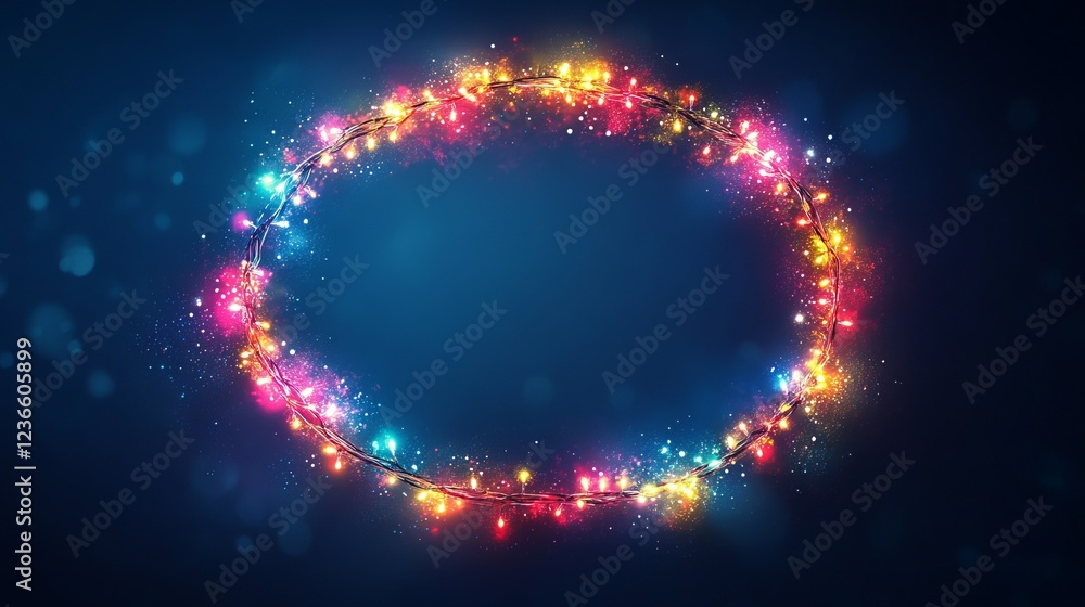 Poster Captivating Circle of Warm Glowing Lights Illuminating a Dark Background Creating a Mysterious and Enchanting Atmosphere Inviting Exploration and Imagination in a Nighttime Setting