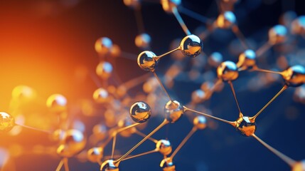 molecule or atom, Abstract structure for Science or medical background, 3d illustration, science, atom, abstract, chemistry, structure, blue, chemical, background