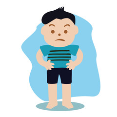 Unhappy Boy Cartoon Illustration