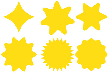 Star burst sticker vector set. Stars collection. Star icons. Starburst flower sale badge. Star blank label, stickers emblem. Shine symbol illustration. Sun ray frames, quality signs, sale icon