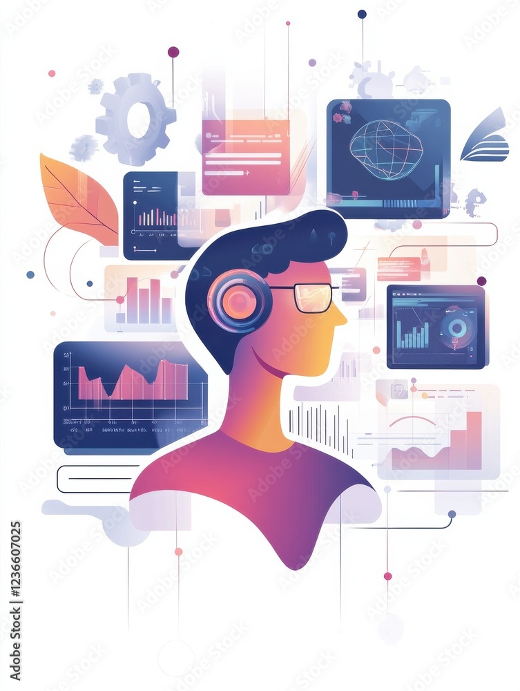 Poster big data abstract concept vector illustration set. analytics and data science, financial data manage