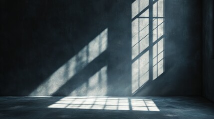 Obraz premium Dramatic Sunlight Through Large Window in Dark Room