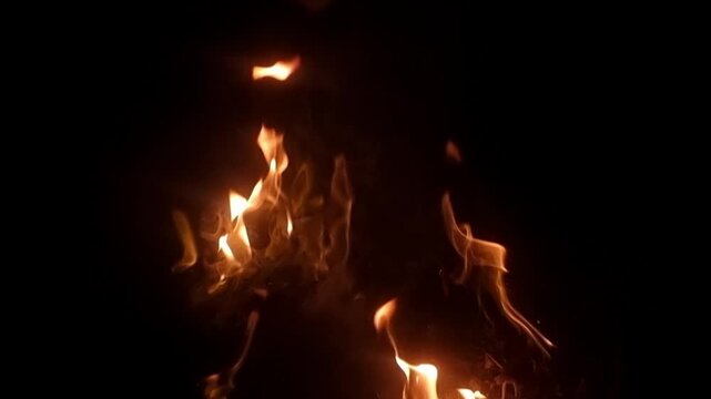 Waste burning with fire flames in the fireplace. Indian hindu festival holi or holika dahan represents waste management or the way to overcome bad things by burning bad waste.