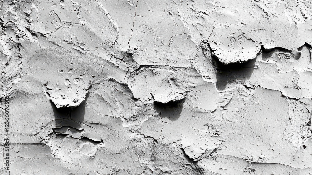 Aufkleber textured surface of gray wall with three distinct handprints, showcasing artistic impressions and sh